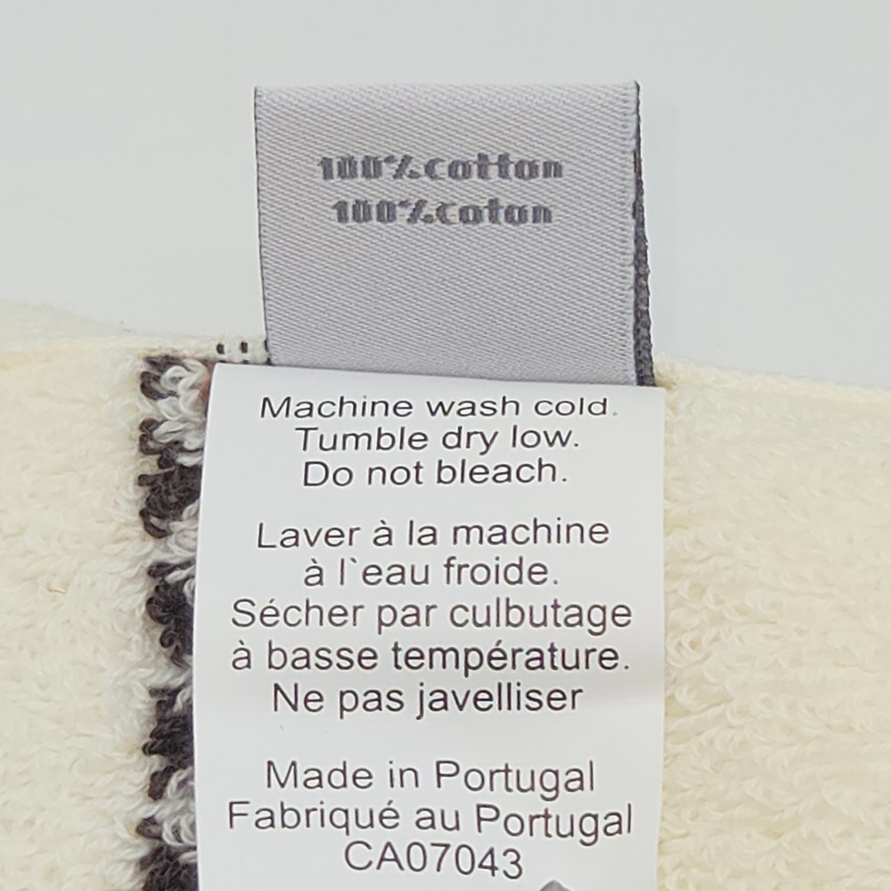 Felpinter 6pc Cotton Bath Hand Towel Set Chevron Stripe Cream Brown Portugal - Picture 8 of 16